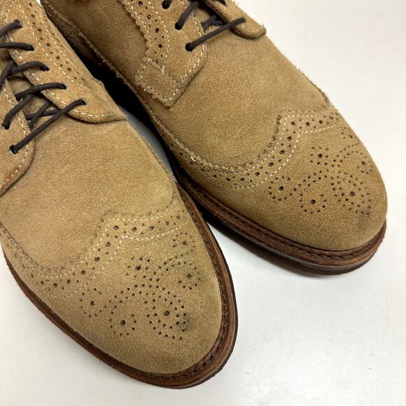 VERY GOOD Rancourt & Co. Chandler Longwing Wingtip Tan Suede Made in USA Men\'s 8 main image 4